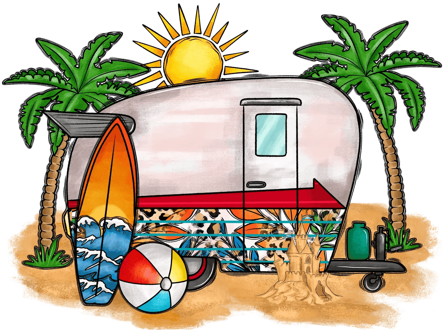 Beach Camper Fun - DTF Ready to Press - Heat Press Transfer
