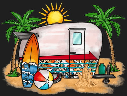 Beach Camper Fun - DTF Ready to Press - Heat Press Transfer
