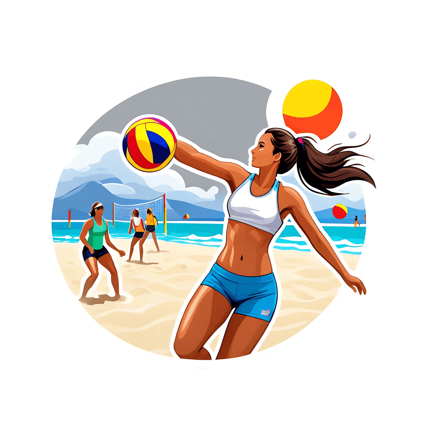 Beach Volleyball Play - Sticker - Heat Press Transfer