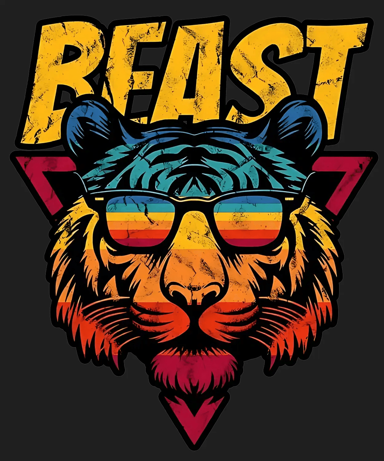 Beast Tiger Print - DTF Ready to Press (black_bg)