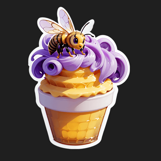 Bee Honeycomb Ice Cream - Sticker - Heat Press Transfer