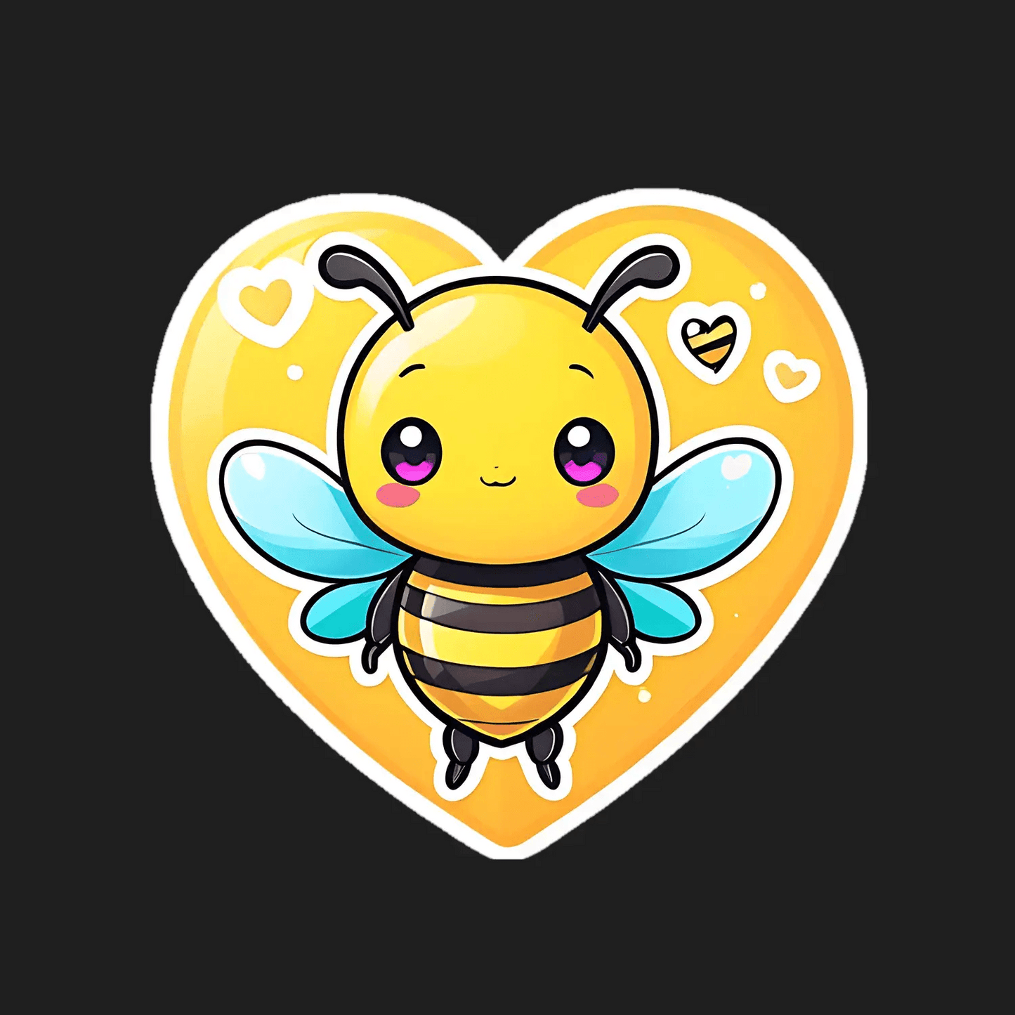 Bee Love Sticker - Cute UV Heart - Heat Press Transfer