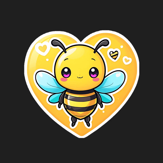 Bee Love Sticker - Cute UV Heart - Heat Press Transfer