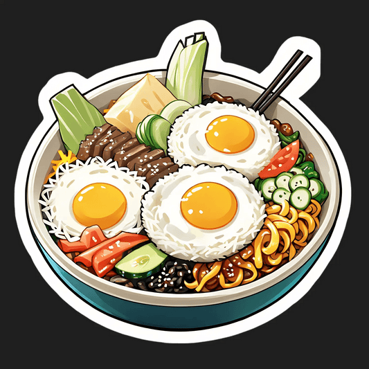 Bibimbap Bowl Sticker - Korean Cuisine Decor - Heat Press Transfer