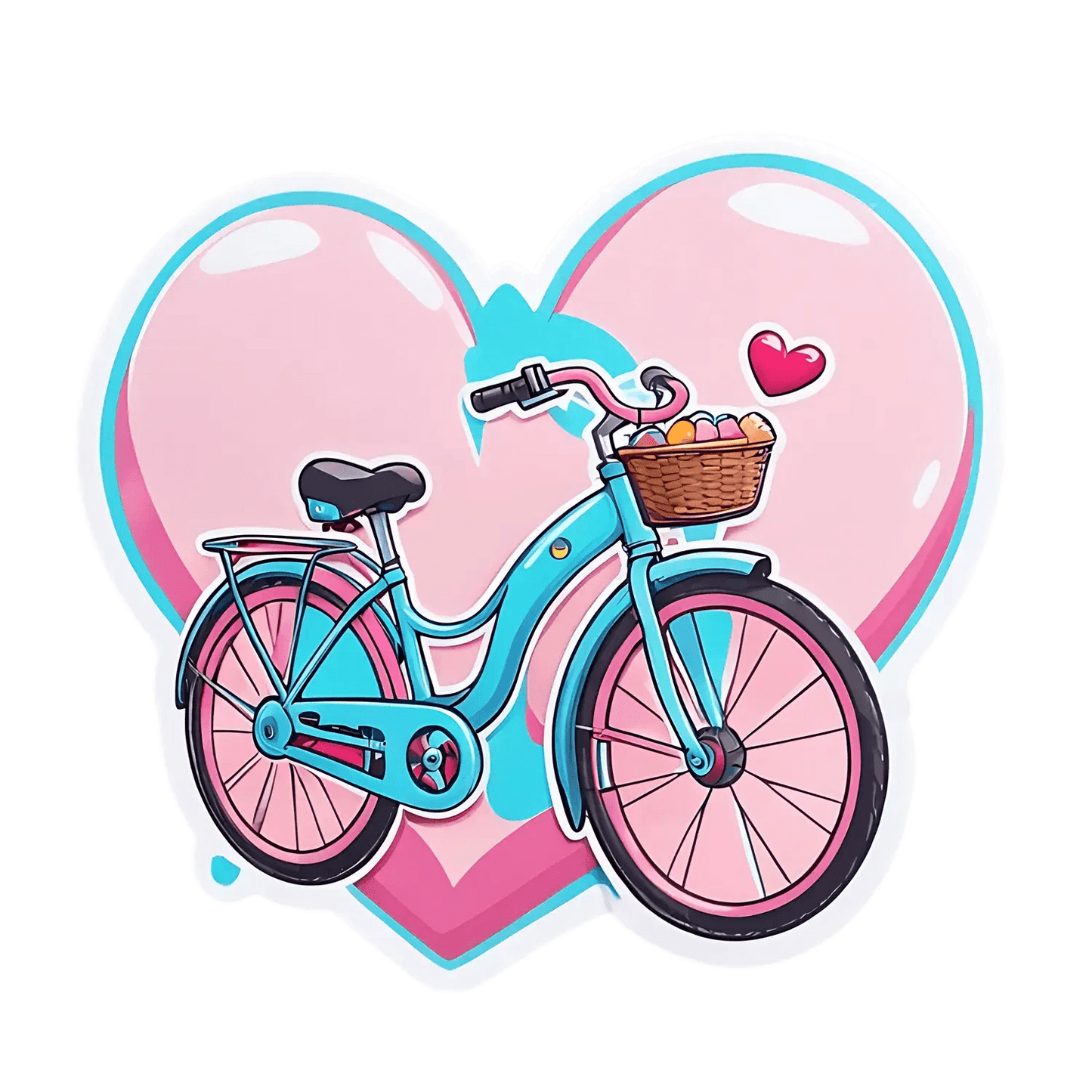 Bike Love Heart - UV DTF Sticker - Heat Press Transfer