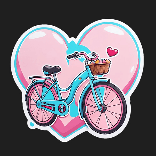Bike Love Heart - UV DTF Sticker - Heat Press Transfer