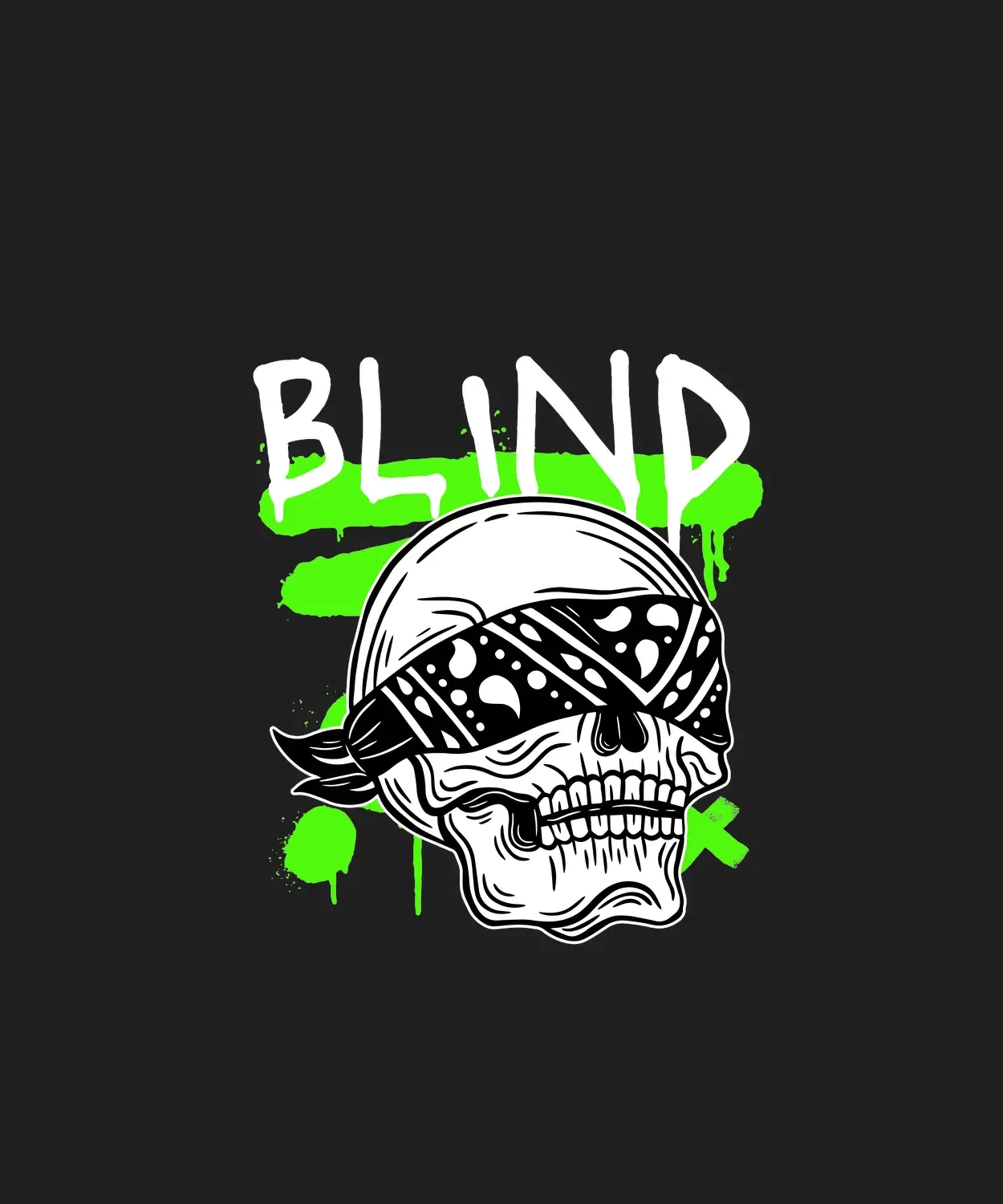 Blind Skull Art - DTF Ready to Press (black_bg)