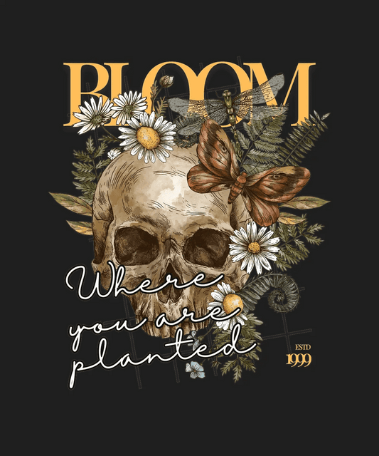 Bloom Skull Art - DTF Ready to Press - Heat Press Transfer