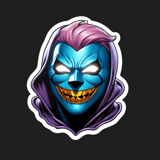 Blue Joker Grin - UV DTF Sticker - Heat Press Transfer