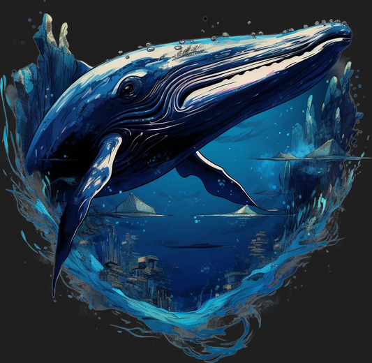 Blue Whale Sea Design - DTF Ready to Press - Heat Press Transfer
