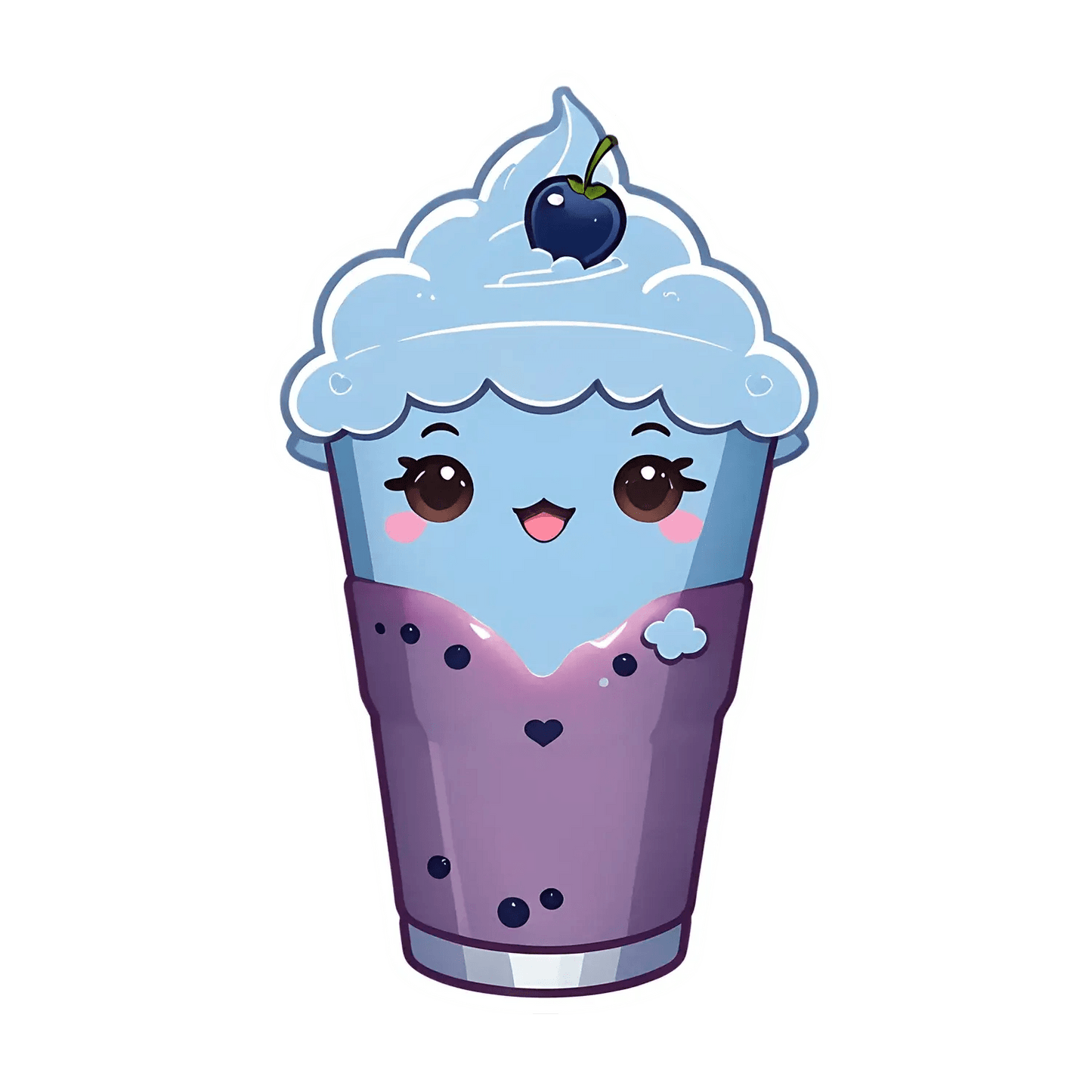 Blueberry Milkshake - Cute Sticker - Heat Press Transfer