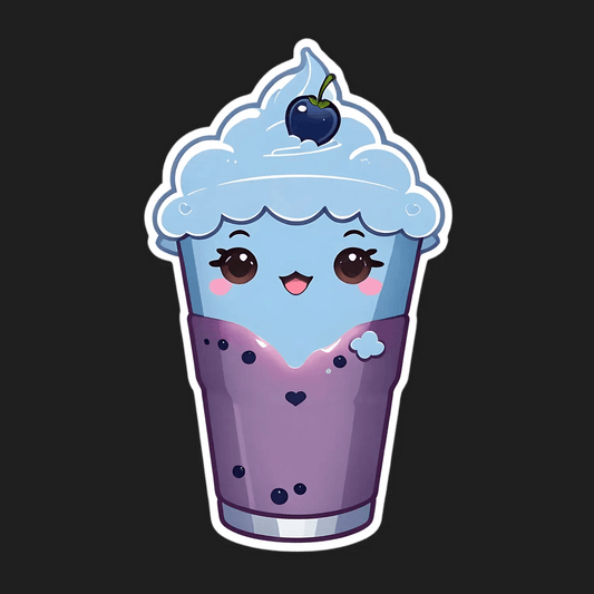 Blueberry Milkshake - Cute Sticker - Heat Press Transfer