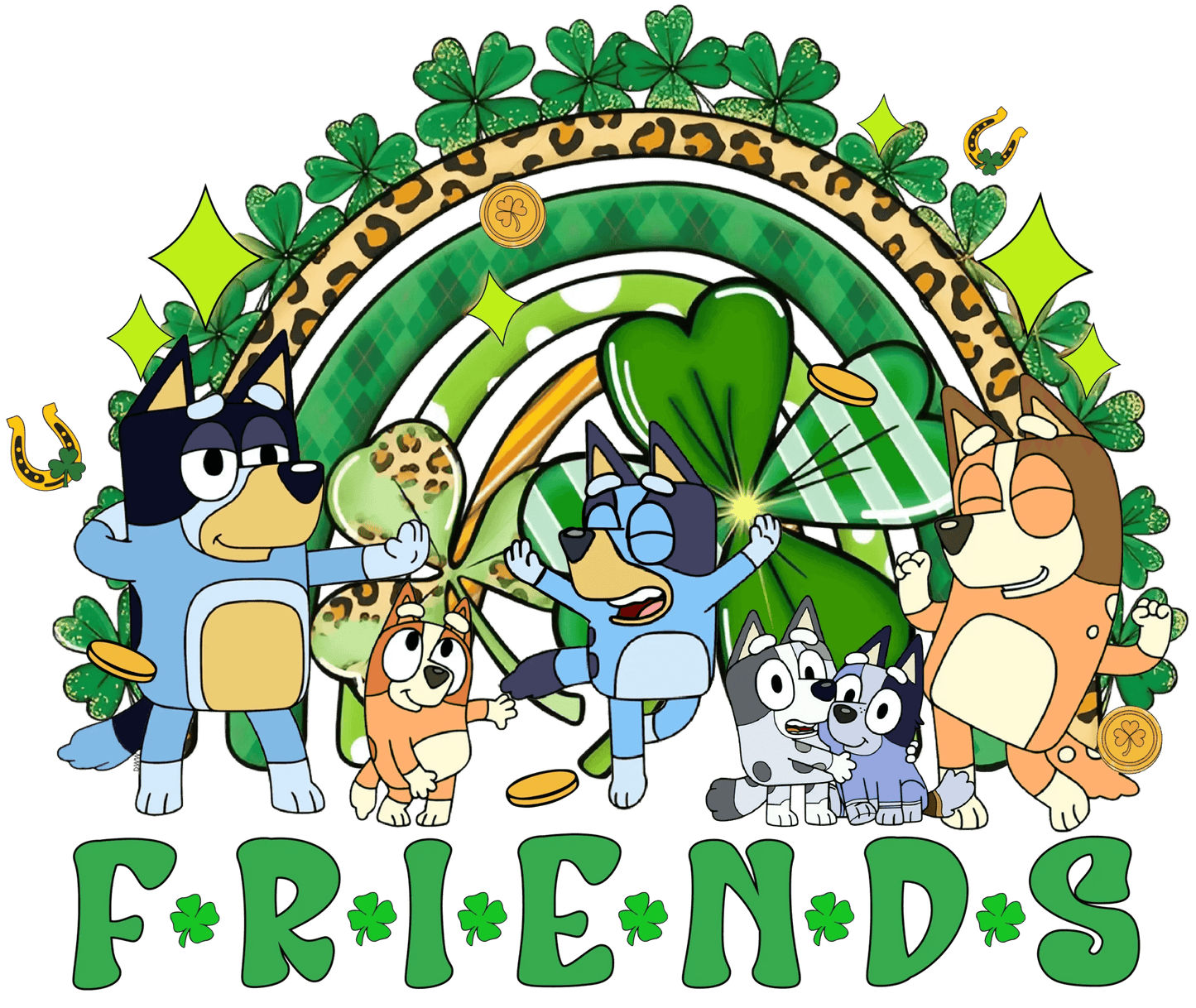 Bluey Friend Patricks Day Irish - DTF Ready To Press - Heat Press Transfer
