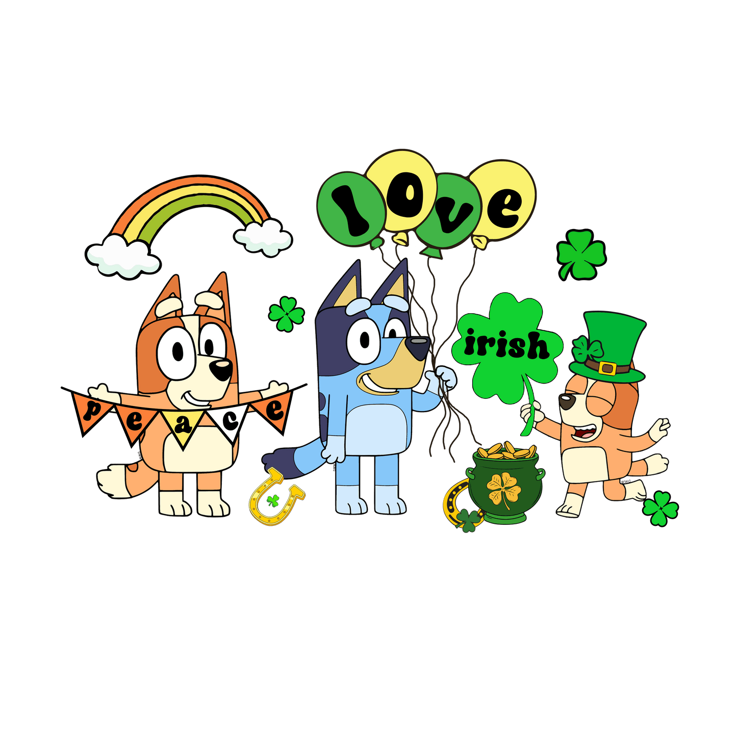 Bluey's St Patrick's Day Adventure - DTF Ready To Press - Heat Press Transfer