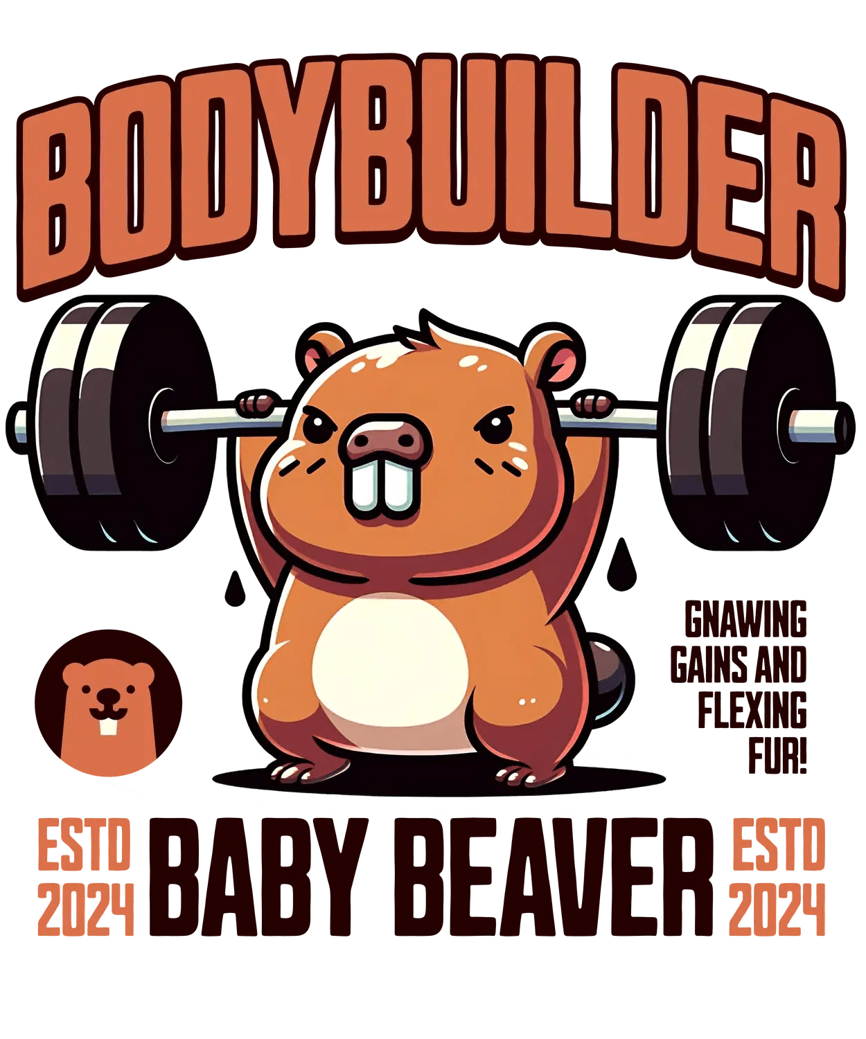 Bodybuilder Baby Beaver - DTF Ready to Press (original)