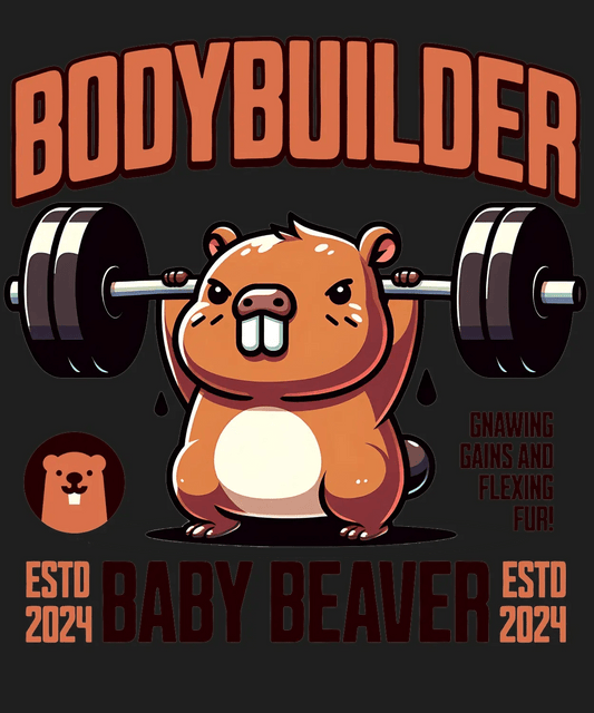 Bodybuilder Baby Beaver - DTF Ready to Press - Heat Press Transfer
