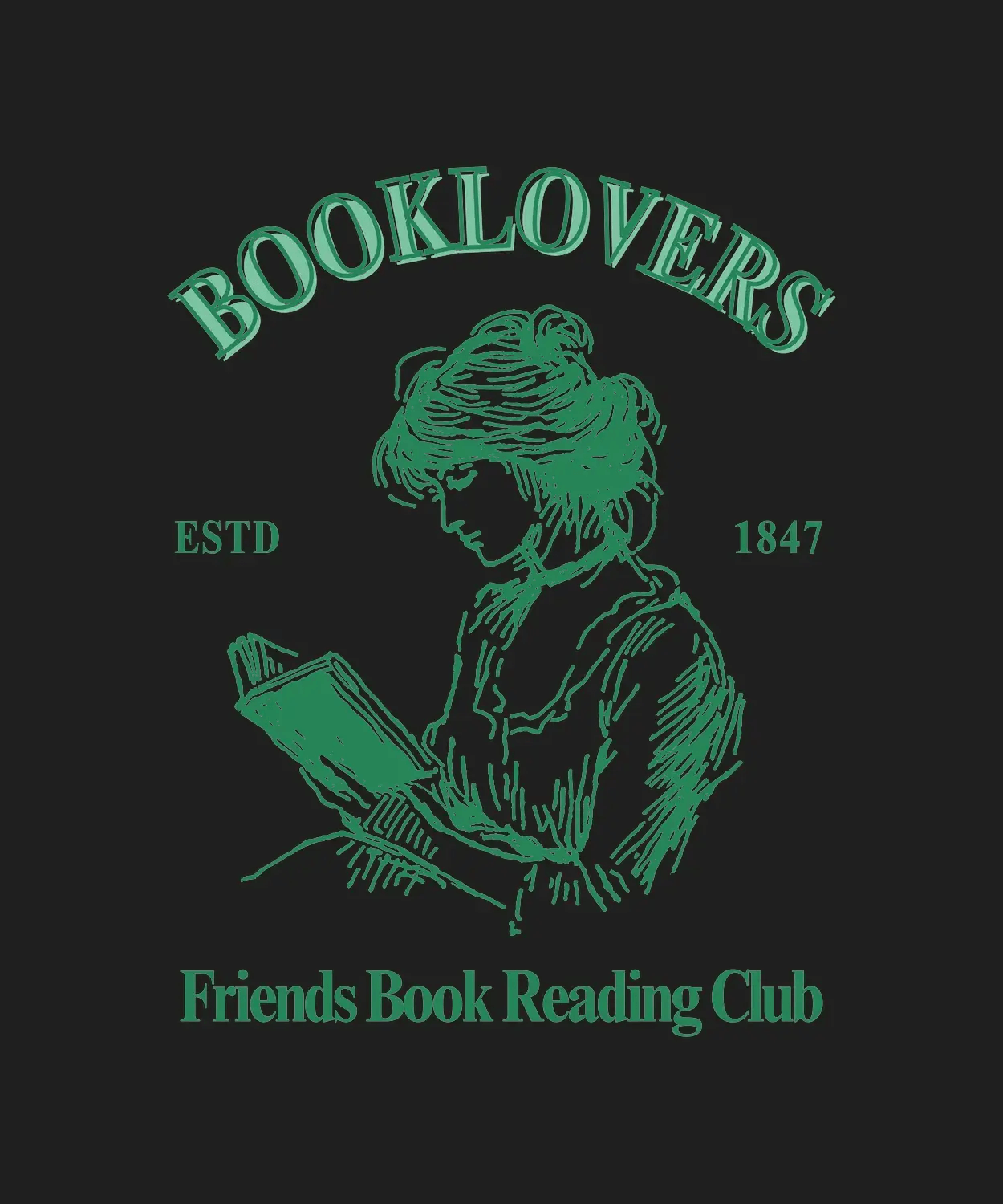 Booklovers Club - DTF Ready to Press (black_bg)