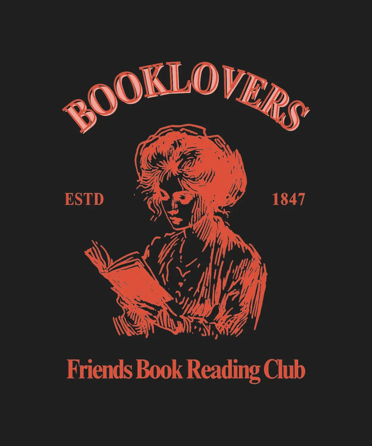 Booklovers Club - DTF Ready to Press (black_bg)