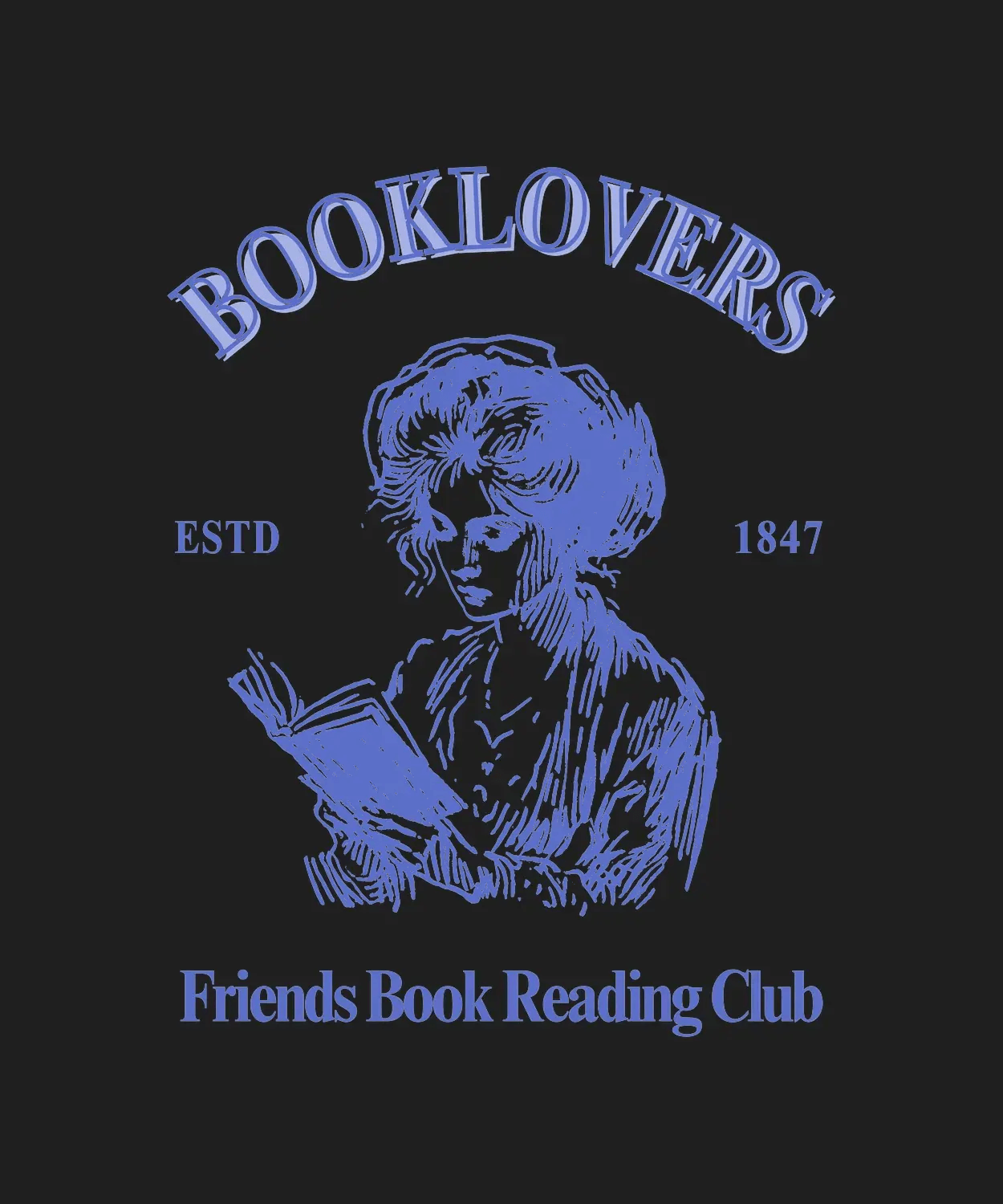 Booklovers Club Vintage - DTF Ready to Press (black_bg)