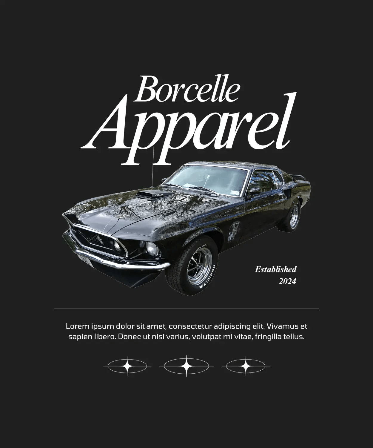 Borcelle Apparel Mustang - DTF Ready to Press (black_bg)