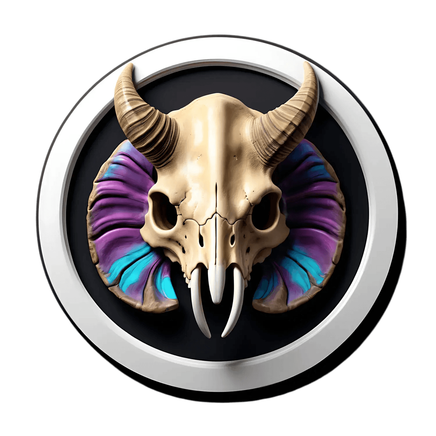 Buffalo Skull Sticker - Colorful Horn Art - Heat Press Transfer