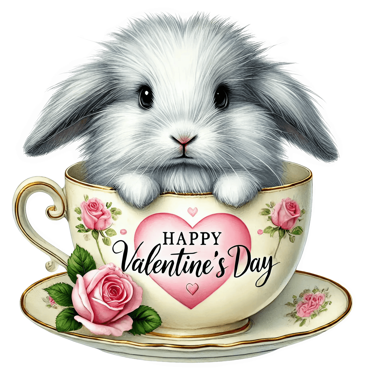 Bunny Coffee Cup Valentine's Day Design | DTF Center - Heat Press Transfer