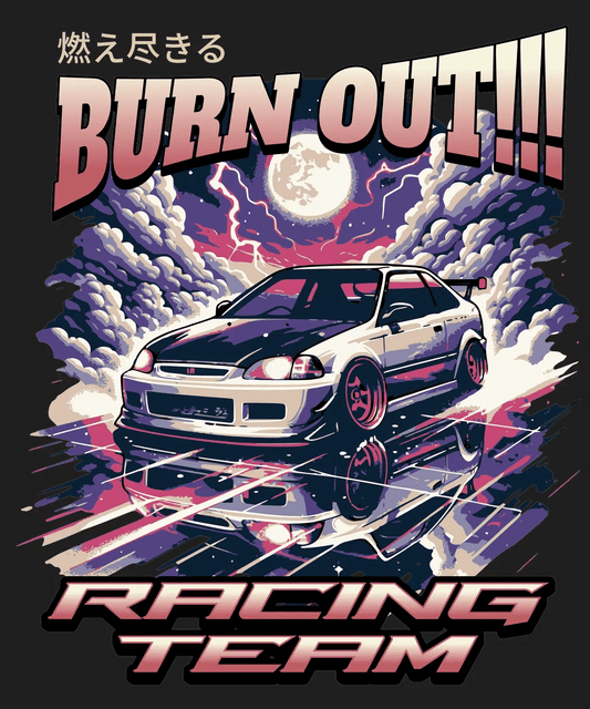 Burn Out Racing - DTF Ready to Press - Heat Press Transfer