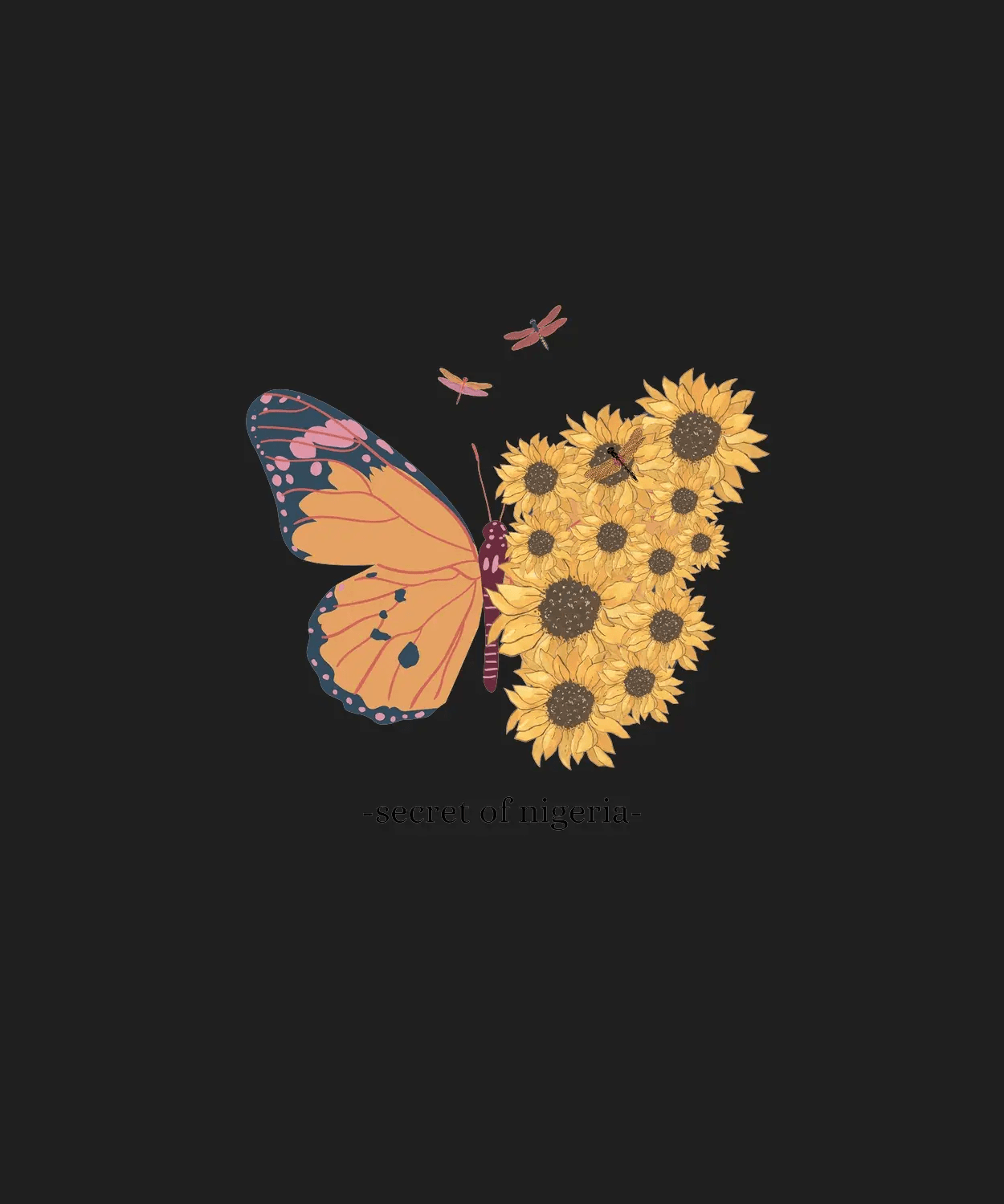 Butterfly Sunflower - DTF Ready to Press (black_bg)