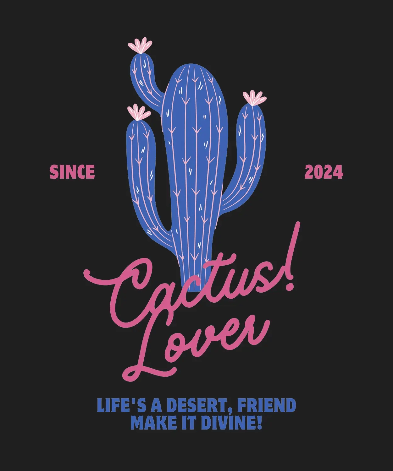 Cactus Lover Graphic - DTF Ready to Press (black_bg)