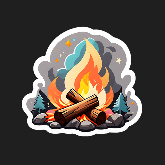 Camping Fire Sticker - Colorful Outdoor Decor - Heat Press Transfer