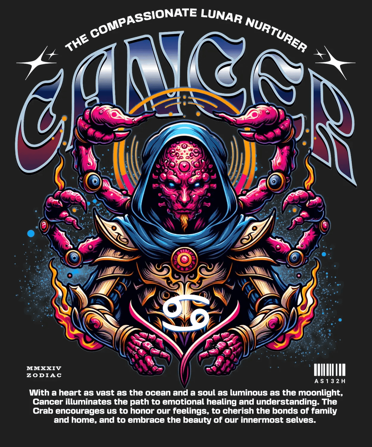 Cancer Zodiac - DTF Ready to Press - Heat Press Transfer