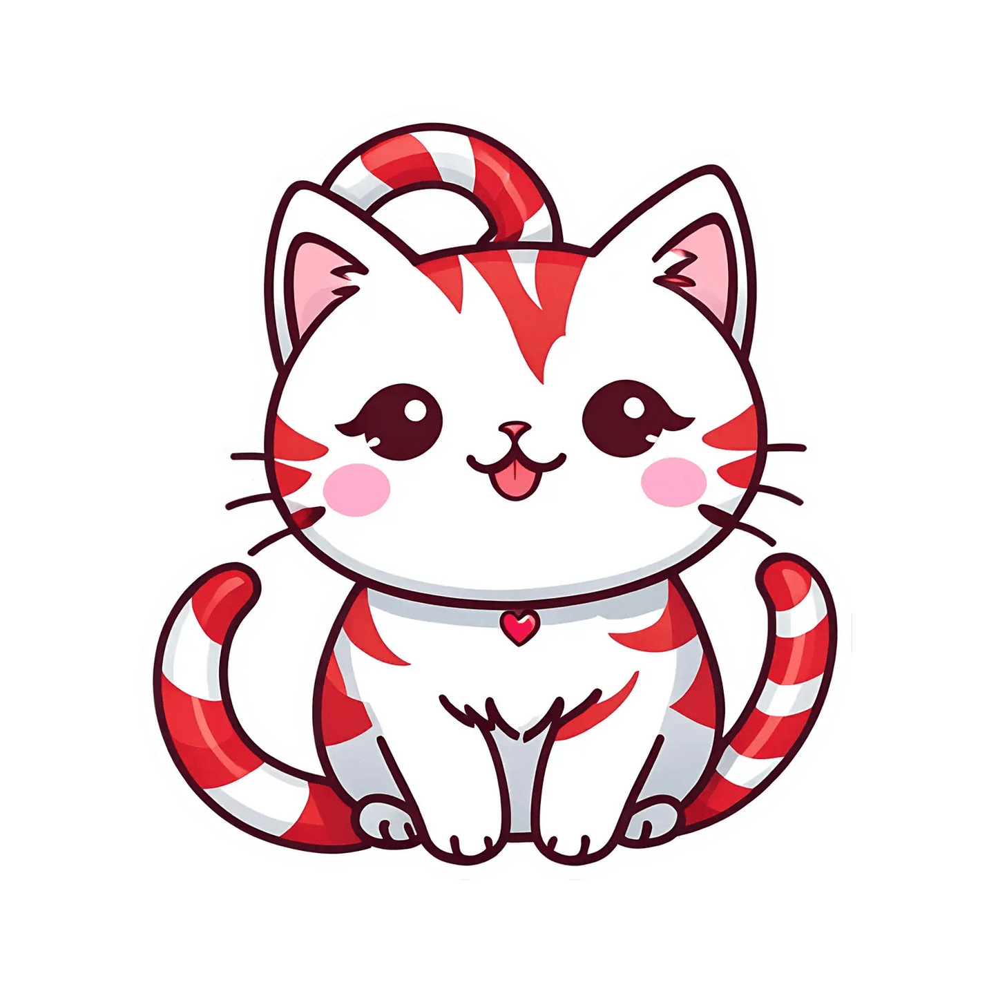 Candy Cane Cat - Sticker - Heat Press Transfer