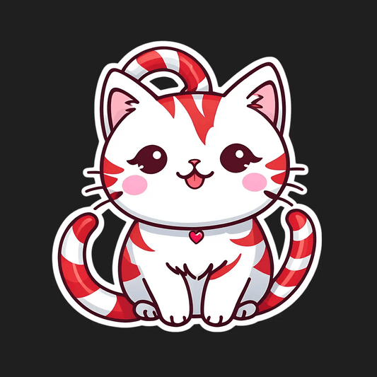 Candy Cane Cat - Sticker - Heat Press Transfer