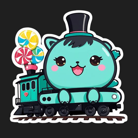 Candy Train Bear - Adorable Sticker - Heat Press Transfer