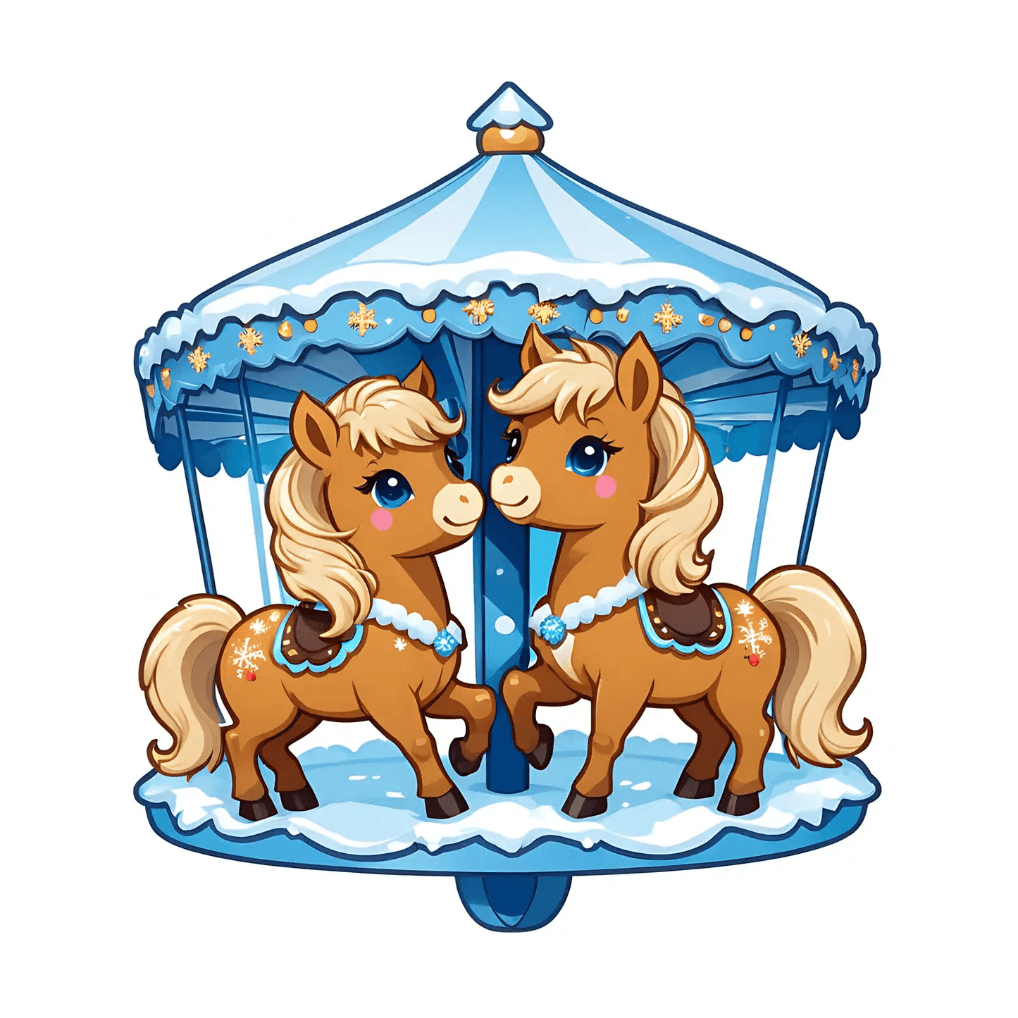 Carousel Horses - Winter Sticker - Heat Press Transfer