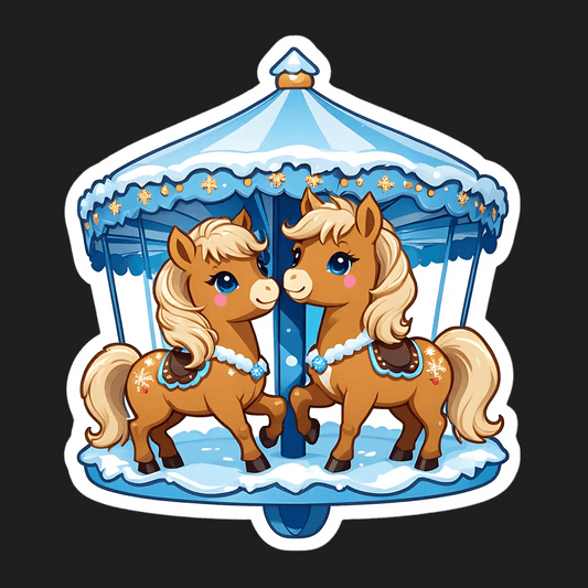 Carousel Horses - Winter Sticker - Heat Press Transfer