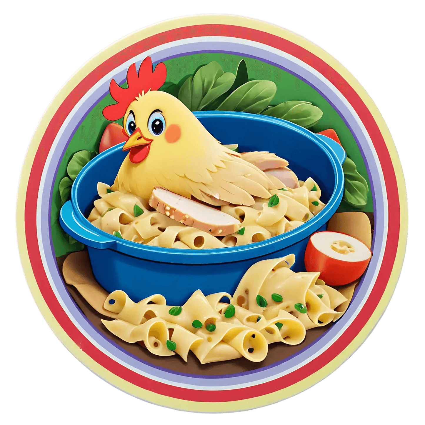 Cartoon Chicken Pasta - Sticker - Heat Press Transfer