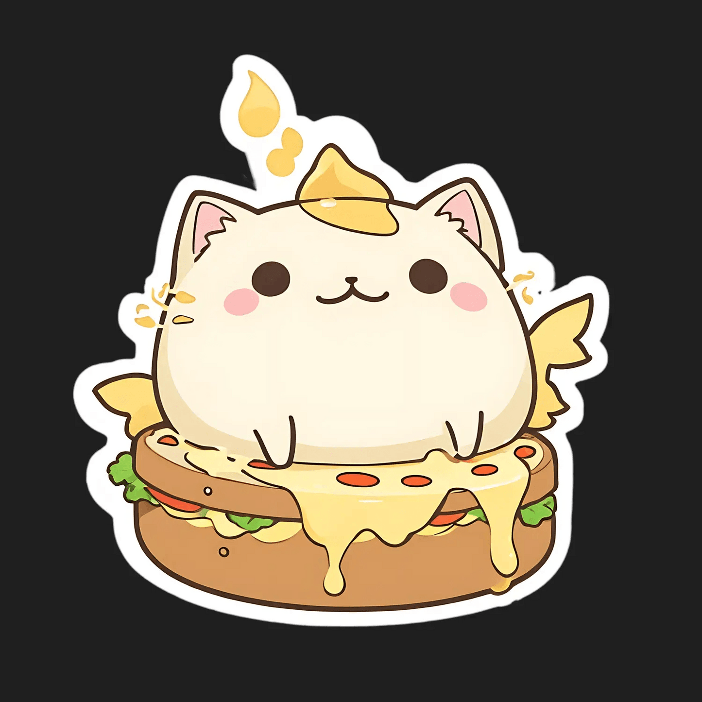 Cat Burger UV Sticker - Adorable Food-Themed - Heat Press Transfer