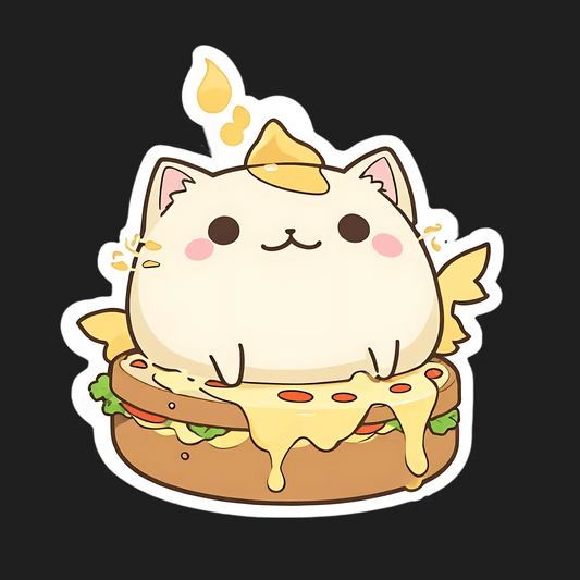 Cat Burger UV Sticker - Adorable Food-Themed - Heat Press Transfer