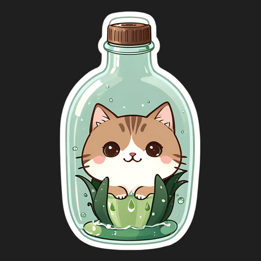 Cat in Jar - Cute Sticker - Heat Press Transfer