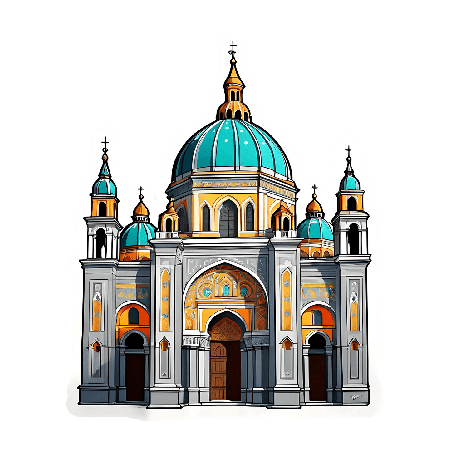 Cathedral Dome Sticker - UV DTF Architectural Art - Heat Press Transfer