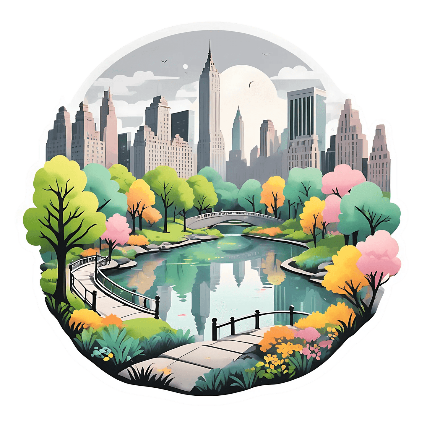 Central Park Scenery - Sticker - Heat Press Transfer