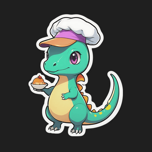Chef Dino Sticker - Adorable Dinosaur Decoration - Heat Press Transfer
