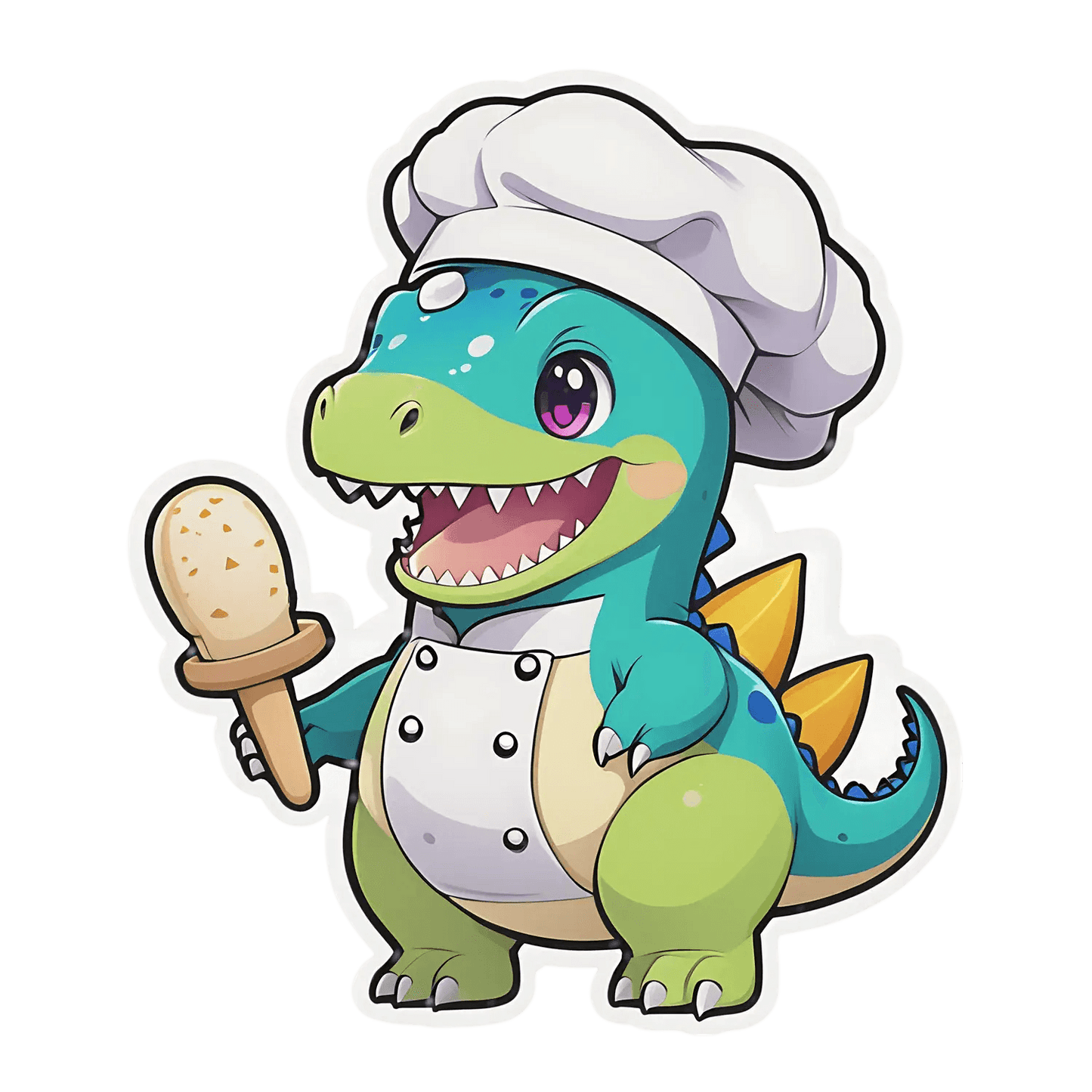 Chef Dinosaur Sticker - Cute Baker Design - Heat Press Transfer