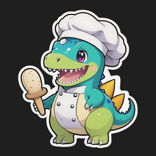 Chef Dinosaur Sticker - Cute Baker Design - Heat Press Transfer