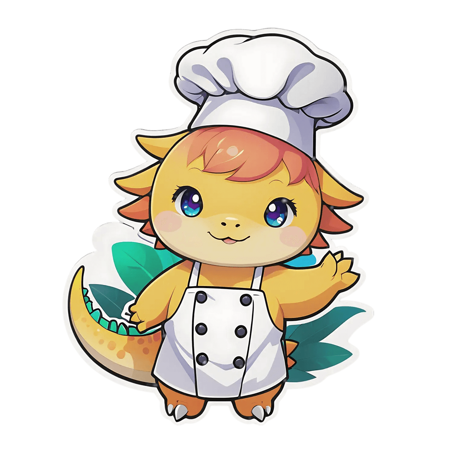 Chef Dinosaur Sticker - Cute Cooking Theme - Heat Press Transfer