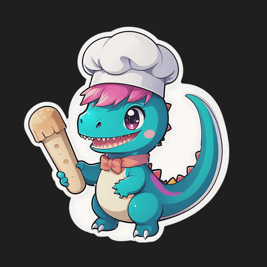 Chef Dinosaur Sticker - Cute & Playful - Heat Press Transfer