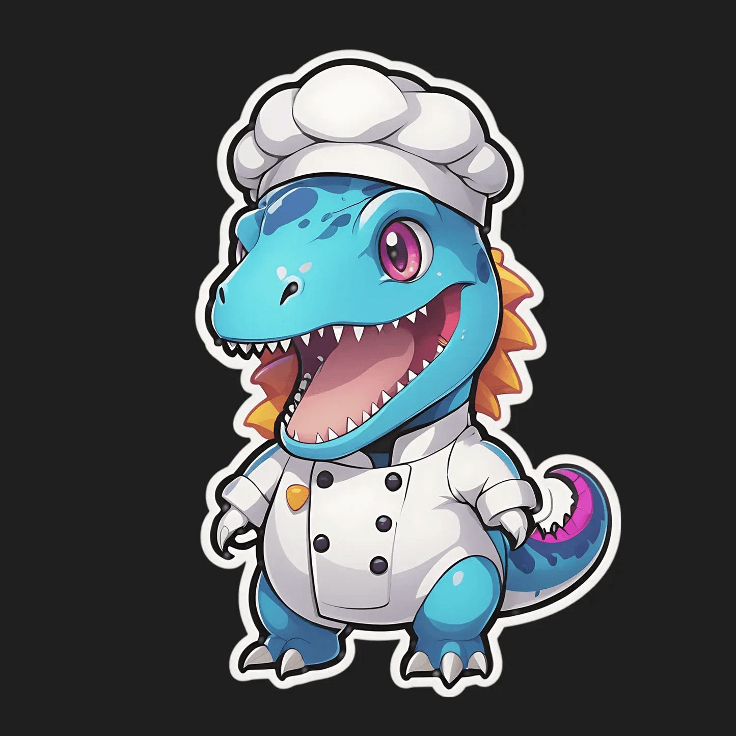 Chef Dinosaur - Sticker for Culinary Fun - Heat Press Transfer