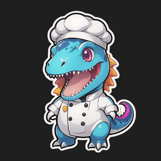 Chef Dinosaur - Sticker for Culinary Fun - Heat Press Transfer