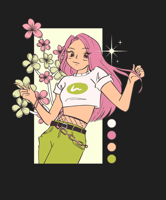 Cherry Blossom Girl - DTF Ready to Press - Heat Press Transfer